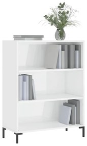 Libreria Bianco Lucido 69,5x32,5x90 cm in Legno Multistrato