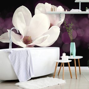 Carta da parati – Fiore di magnolia su sfondo astratto