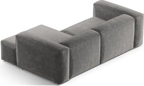 Divano angolare grigio chiaro (con penisola a destra/con chaise lounge) con rivestimento in velluto a coste Bergamo – Cosmopolitan Design