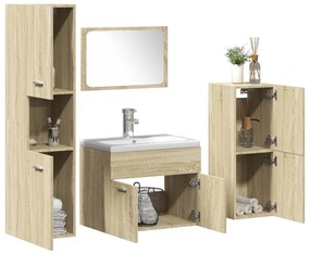 Set Mobili Da Bagno 5 Pz Rovere Sonoma İn Legno Multistrato /