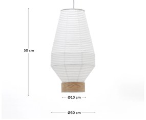 Kave Home - Paralume per lampada da soffitto Hila in carta bianca e impiallacciatura naturale Ã˜ 30 cm