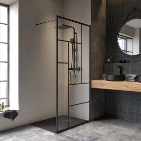 Walk-in L 100 x H 200 cm, vetro 8 mm nero