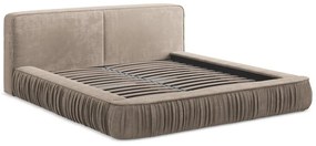 Letto matrimoniale imbottito beige con contenitore e rete inclusi 140x200 cm Keoni – Makamii