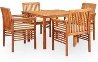 Set da Pranzo da Giardino 5 pz con Cuscini Massello di Acacia 278896