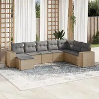 Set Divano da Giardino 8 pz con Cuscini Beige in Polyrattan 3255296