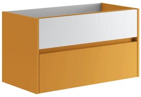 Mobile da bagno sospeso sotto lavabo L 89.5 x H 50 x P 45.5 cm beige laccato opaco, 2 cassetti Niwa