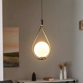 Opviq Lampada a sospensione Mudoni MR-937 1 luce nero/vetro opalino