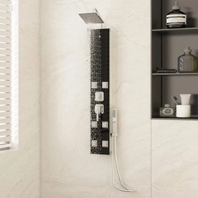 Pannello Doccia İn Vetro 18x45,5x130 Cm Nero /