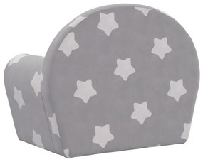 Divano per bambini grigio chiaro con stelle in morbido peluche
