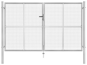 Cancello Per Giardino İn Acciaio Zincato 306x200 Cm Argento /