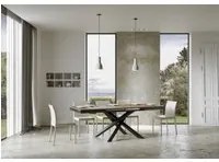 Tavolo da Pranzo Volantis Evolution 90x160 Allungato 90x420 in Nobilitato e Ferro Colore: Noce