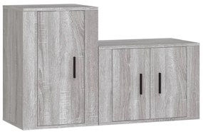 Set mobili porta tv 2 pz grigio sonoma in legno multistrato