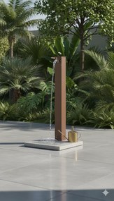 Fontana da Giardino con Rubinetto e Base in Cemento Belfer 42/QBM Ruggine...