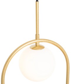 Lampada a sospensione art deco oro con vetro bianco 3 luci - Isabella