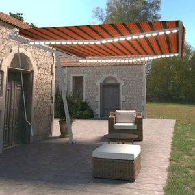 Tenda Da Sole Retrattile Manuale Led 450x350 Cm Arancio Marrone /