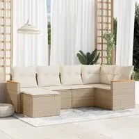 Set Divano da Giardino 6 pz con Cuscini Beige in Polyrattan 3258579