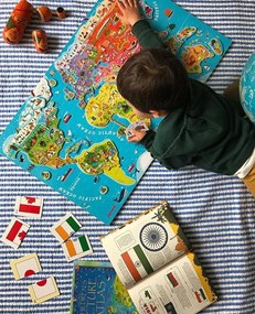 Mappa del mondo - Puzzle magnetico 92 pezzi (versione inglese) - legno