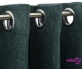 vidaXL Tende Oscuranti Effetto Lino con Occhielli 2 pz Verdi 140x175cm