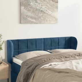 Testiera Ad Orecchio Blu Scuro 147x23x78/88 Cm İn Velluto /