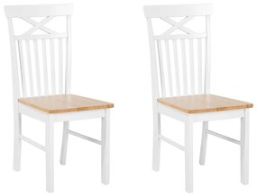 Set di 2 sedie legno bianco e marrone HOUSTON Beliani