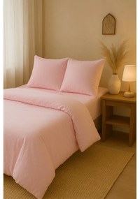 Set copripiumino e federa rosa per letto matrimoniale o esteso con lenzuolo incluso/4 pezzi 200x220 cm Classic – Mila Home