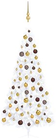 Set Albero Natale Artificiale A Metà Led Palline Bianco 180cm /