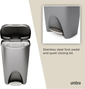 Bidone in plastica grigio 50 l Brim - Umbra