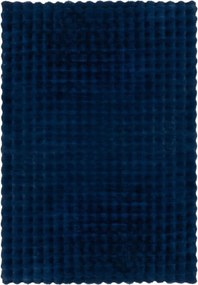 Tappeto in pelliccia sintetica blu scuro 80x150 cm Waffle Faux Fur - Flair Rugs