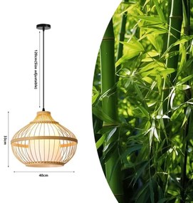 Immax 08256L - Lampadario a sospensione con filo PINCHOS 1xE27/40W/230V diametro 40 cm bambù