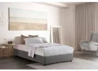 Letto piazza e mezza Rebecca, Letto contenitore con rivestimento in tessuto, Made in Italy, Apertura frontale, con materasso cm 120x200 incluso, Grigio