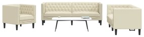 Set Divani Chesterfield 3pz Crema İn Similpelle /