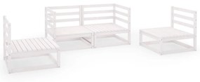 Set Divani da Giardino 4 pz Bianco in Legno Massello di Pino