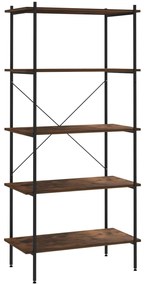 Scaffale con 5 mensole nero e legno scuro 80x40x163 cm