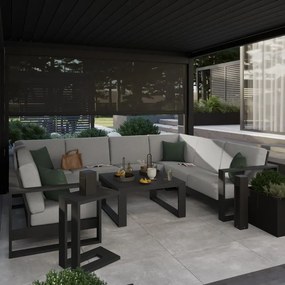 Angolo per divano da giardino con cuscino Athena NATERIAL in alluminio, seduta in alluminio antracite L 91 x H 88 x P 91 cm