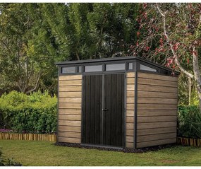 Casetta da giardino KETER in polipropilene Ashowood Pent 9x7 Beige con porta doppio battente, superficie totale 6.08 m² e spessore parete 20 mm