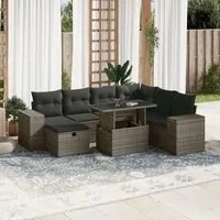 Set Divano da Giardino 8 pz con Cuscini Grigio in Polyrattan 3275320