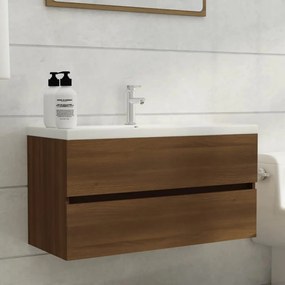 Mobile Lavabo Rovere Marrone 90x38,5x45 Cm İn Legno Multistrato /