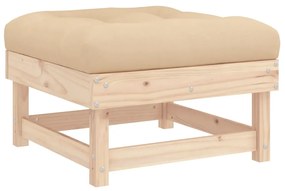 Poggiapiedi da giardino con cuscini 2 pz legno massello di pino