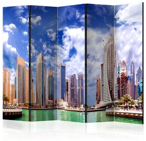 Paravento Cumuli sopra Dubai II (5 parti) - architettura e cielo blu