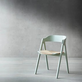 Sedia da pranzo in legno di faggio verde chiaro con seduta in rattan Findahl di Hammel Mette - Hammel Furniture