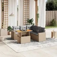 Set Divano da Giardino 6 pz con Cuscini Beige in Polyrattan 3271311