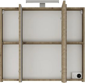 Specchiera bagno 80 cm a tre ante in rovere naturale | LAC-EFESTO-80 - KAMALU