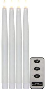 Set di 4 candele di cera LED bianche, altezza 28,5 cm Flamme - Star Trading
