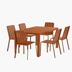 Set tavolo e sedie Idaho NATERIAL in alluminio arancione per 6 persone