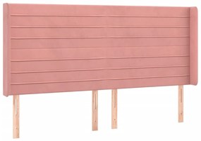 Testiera a led rosa 183x16x118/128 cm in velluto