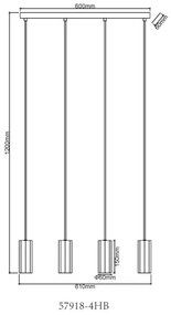 Globo 57918-4HB - Lampadario a sospensione con filo JAMES 4xGU10/25W/230V nero