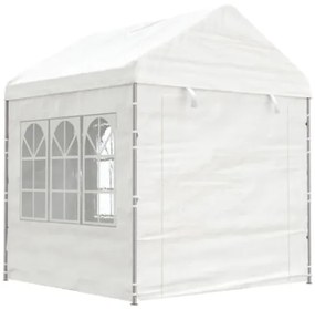 Gazebo con Tetto Bianco 8,92x2,28x2,69 m in Polietilene