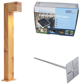 Lampada da esterno in alluminio con stampa legno, picchetto e pressacavo 65cm IP44 - Baleno