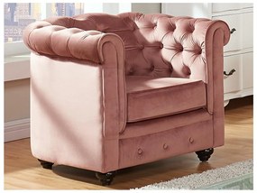 Poltrona CHESTERFIELD in velluto  Rosa cipria