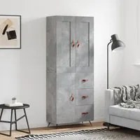 Credenza Grigio Cemento 69,5x34x180 cm in Legno Multistrato 3199789